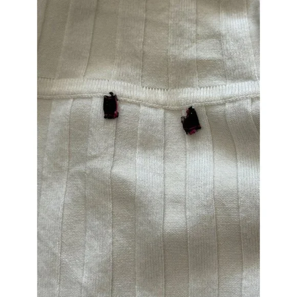 Vintage Cache Womens Turtleneck Size M Ivory Ribbed w Braided Sleeves and Front - Picture 11 of 16